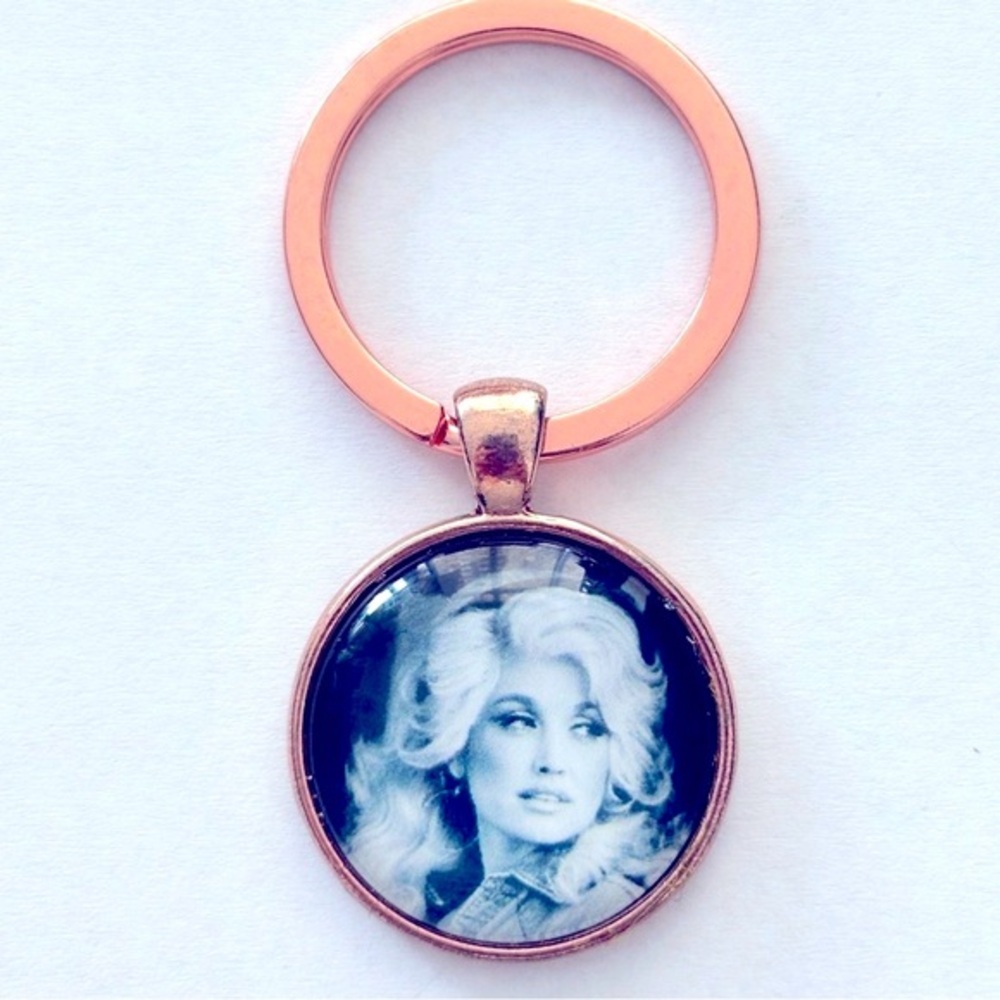 Dolly Parton Rose Gold Colour Handmade Keychain, NWT
